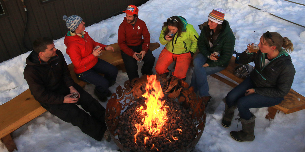 Outdoor fire pit in the GBC beer garden